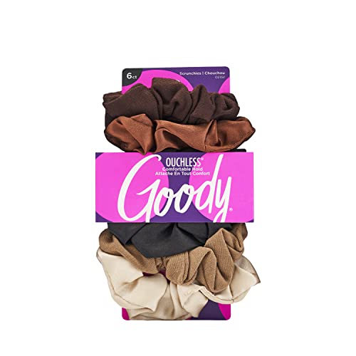 GOODY Hair Ouchless Painfree Women's Hair Scrunchie, Black, 8 Count