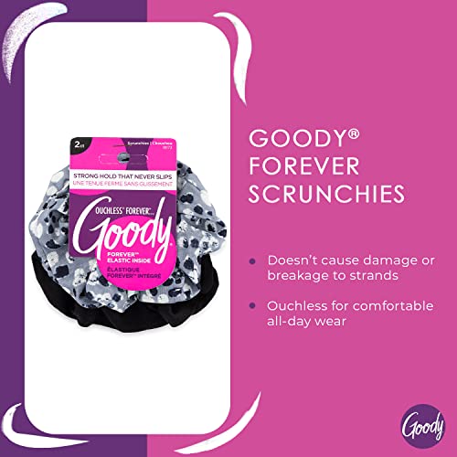 GOODY Hair Ouchless Painfree Women's Hair Scrunchie, Black, 8 Count