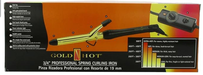 Gold 'N Hot Professional Spring-Grip Curling Iron, 3/4 Inch