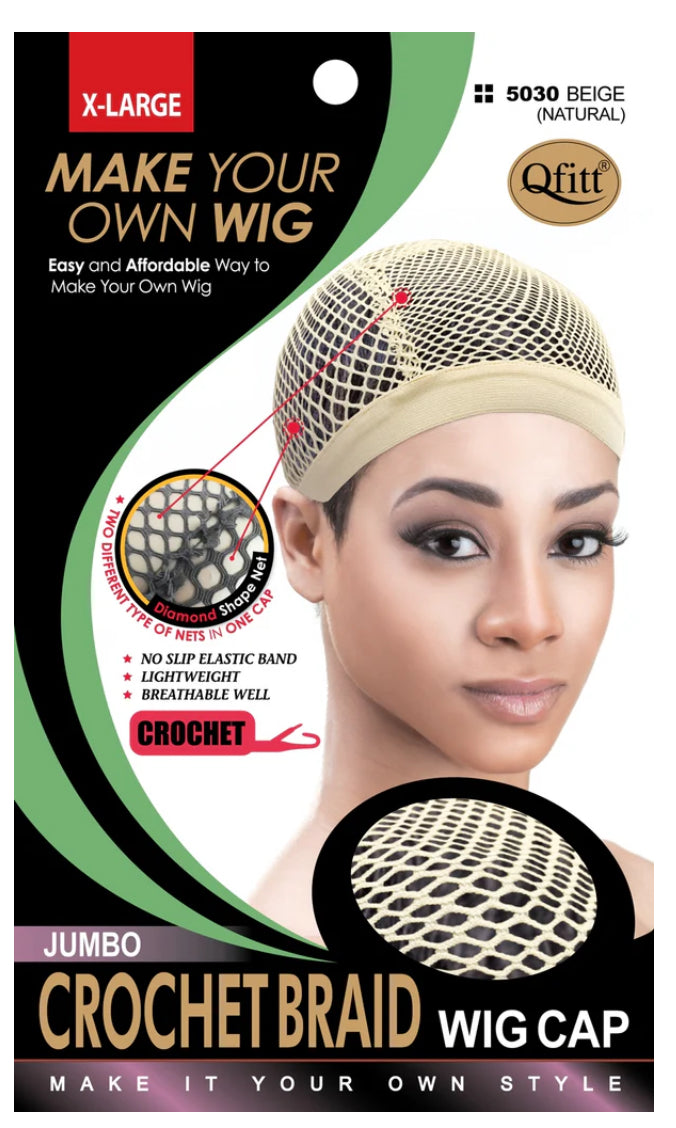 QFitt Make Your Own Wig- X-Large Premium Crochet Braid Wig Cap