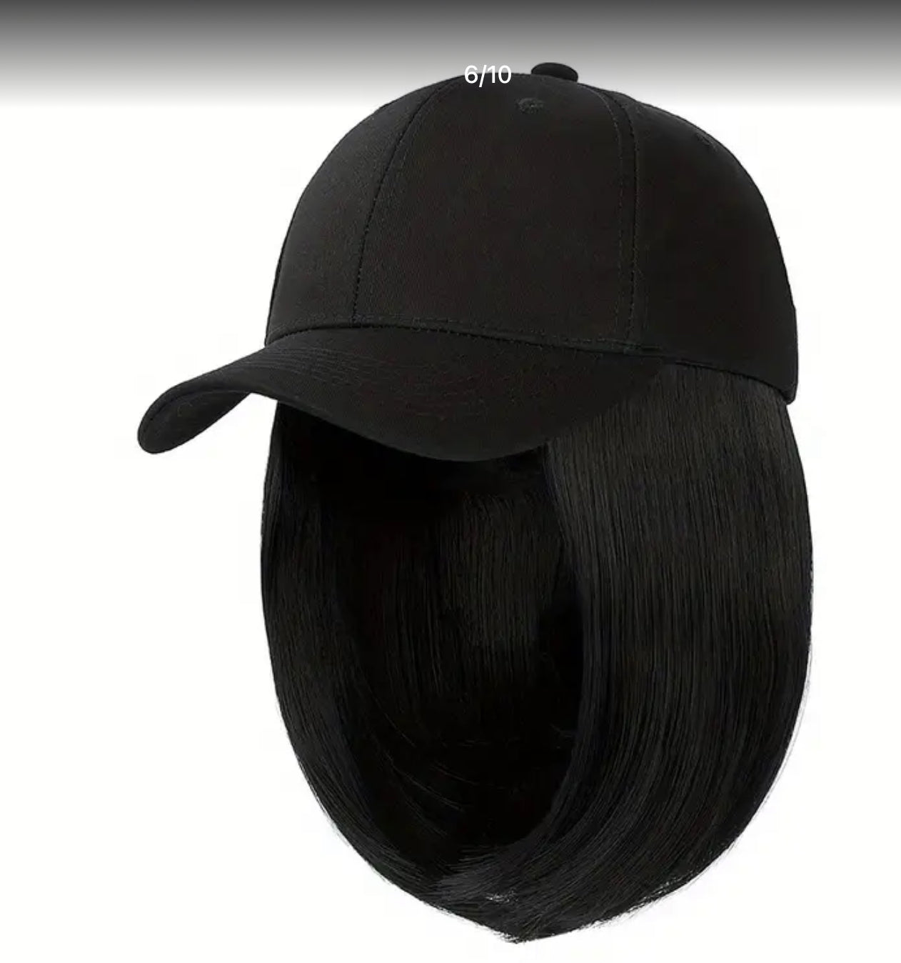 Short Bob Straight Hair Wigs With Baseball Cap 12” Synthetic For Women