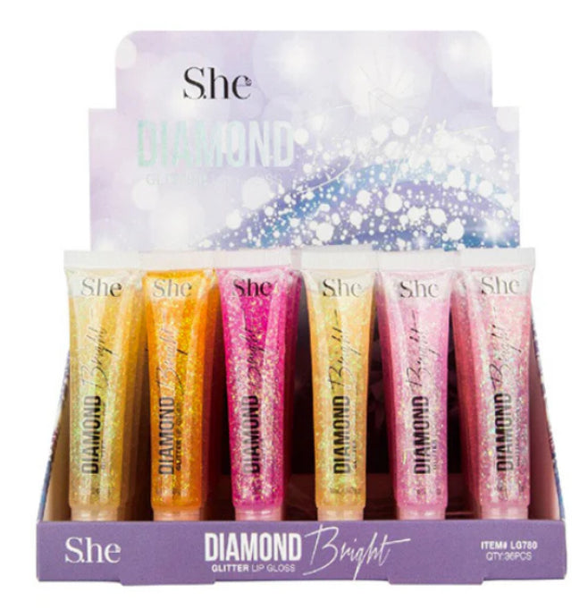 S.he Diamond Bright Glitter Lip Gloss (Each)