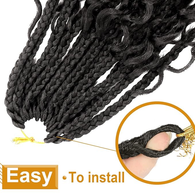 (22 Inch #2) Goddess Box Braids Crochet Hair With Curly Ends