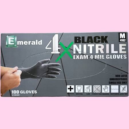 Emerald Nitrile Black Gloves 4 MIL