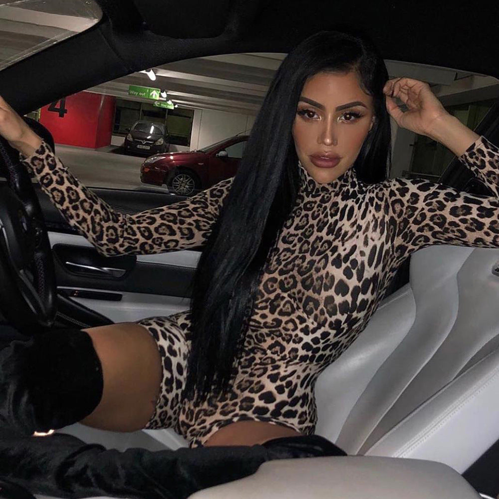 Leopard High Neck Jumpsuit