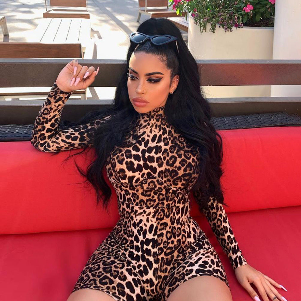 Leopard High Neck Jumpsuit