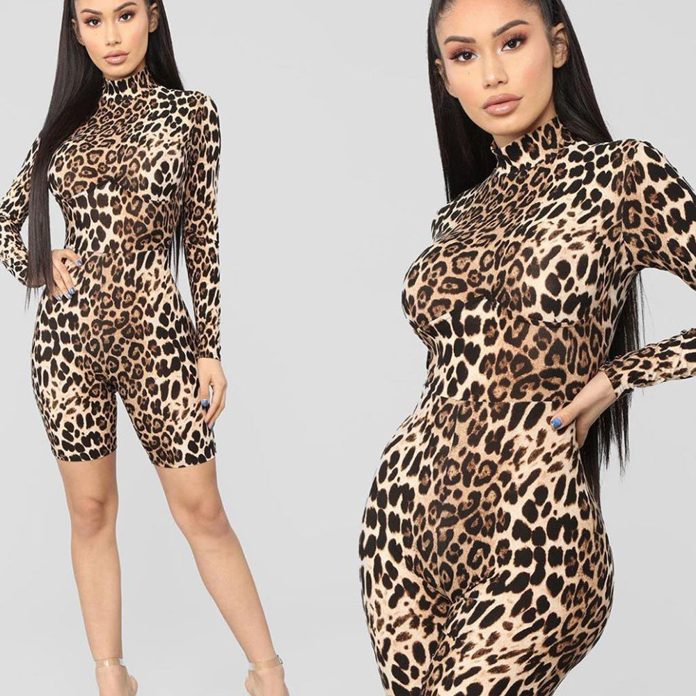 Leopard High Neck Jumpsuit