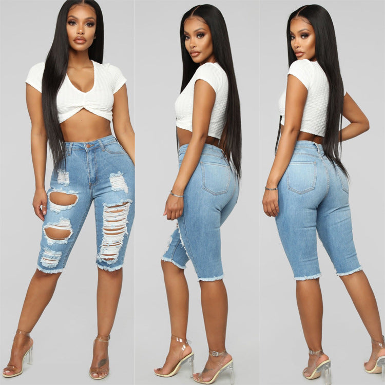 Bermuda Ripped Denim Shorts