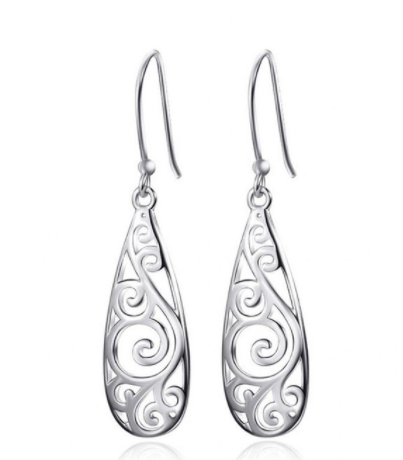 White Carved Earrings