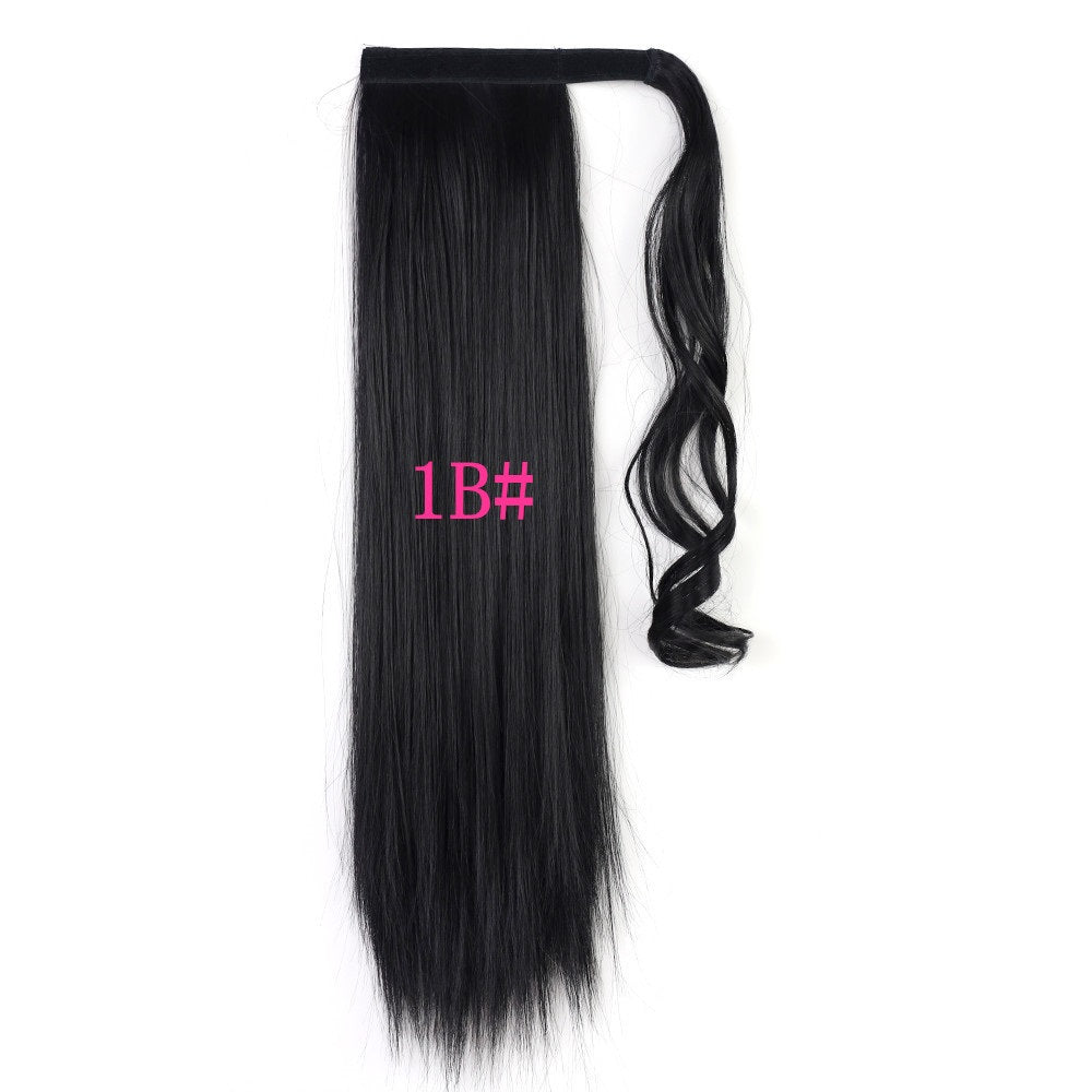 Long Straight Wrap Around Clip In Ponytail Heat Resistant Synthetic