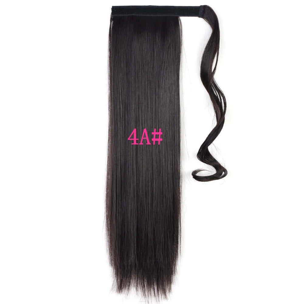 Long Straight Wrap Around Clip In Ponytail Heat Resistant Synthetic