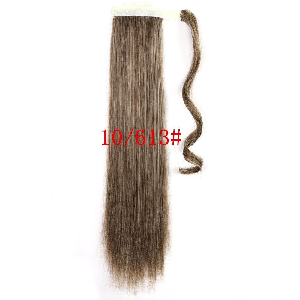 Long Straight Wrap Around Clip In Ponytail Heat Resistant Synthetic