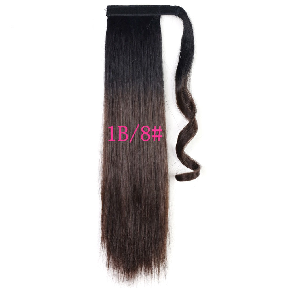 Long Straight Wrap Around Clip In Ponytail Heat Resistant Synthetic