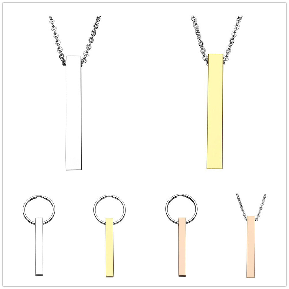 Stainless Steel Pillar Necklace and Keychain