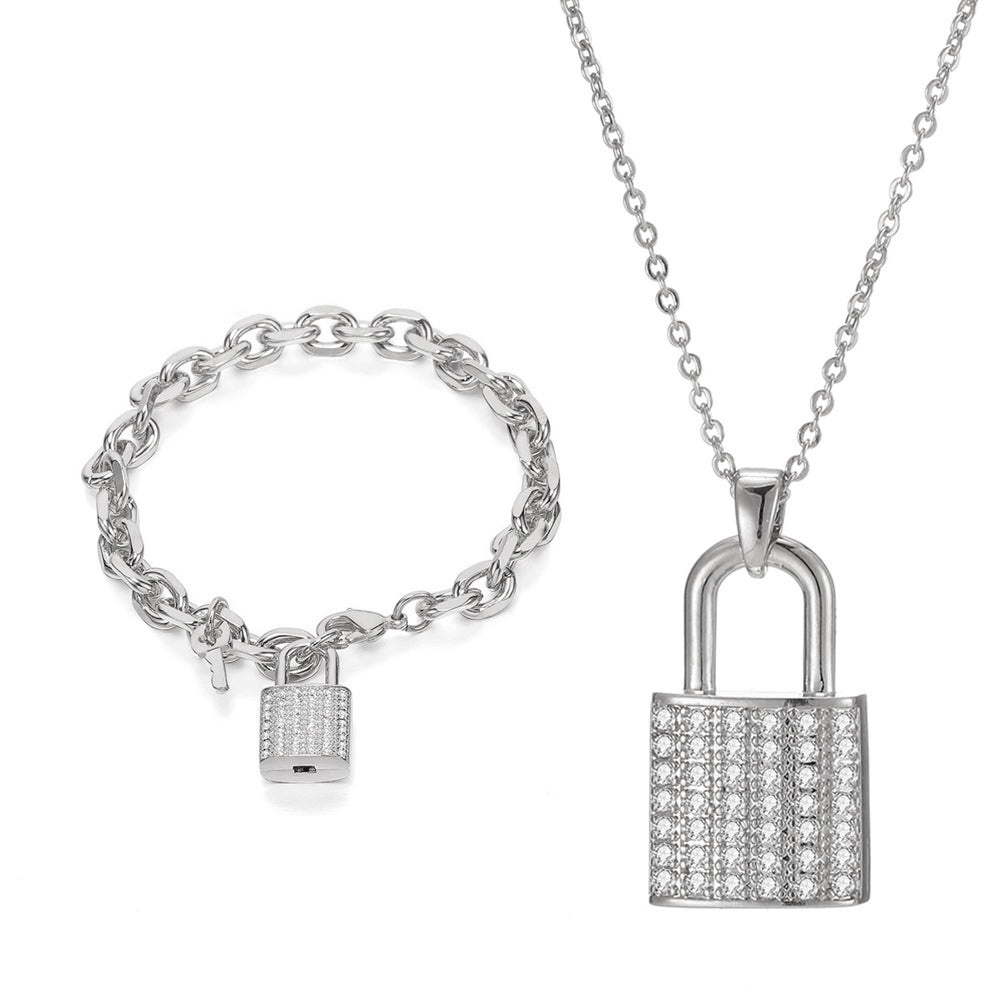 Small Lock Necklace and Bracelet Set