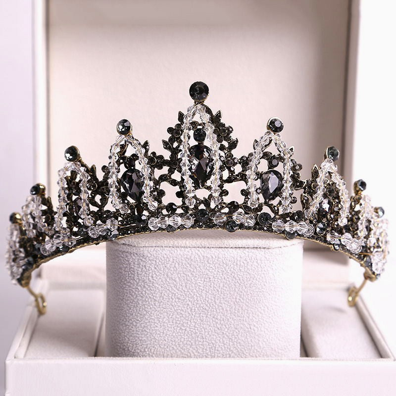 Vintage Baroque Black Zircon Tiara