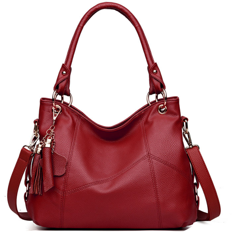 Leather tassel soft leather shoulder bag