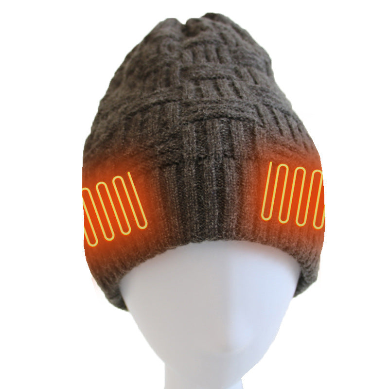 Unisex Fleece Hat Winter Warm Hat USB Rechargeable Electric Heating Hat