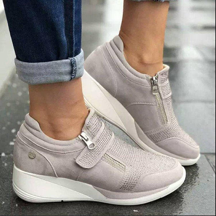 Canvas Shoes Lovely Round Head Thick Bottom Rhinestone Velcro Mary Jane Women's Style