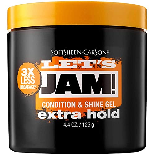 SoftSheen-Carson Let's Jam! Shining and Conditioning Hair Gel by Dark and Lovely, Extra Hold, All Hair Types, Styling Gel Great for Braiding, Twisting & Smooth Edges, Extra Hold, 14 oz