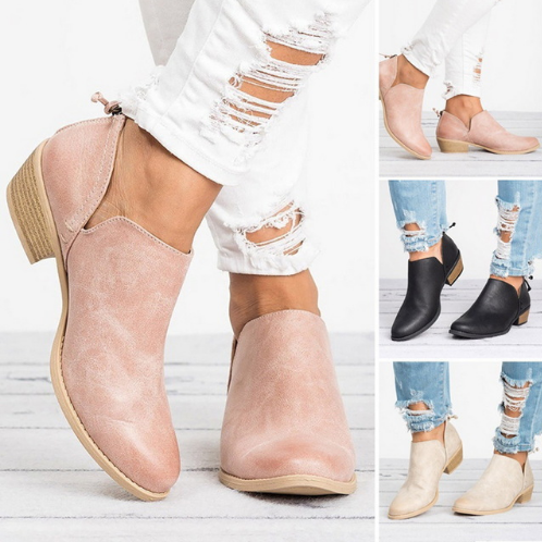 Retro High Heel Ankle Boots