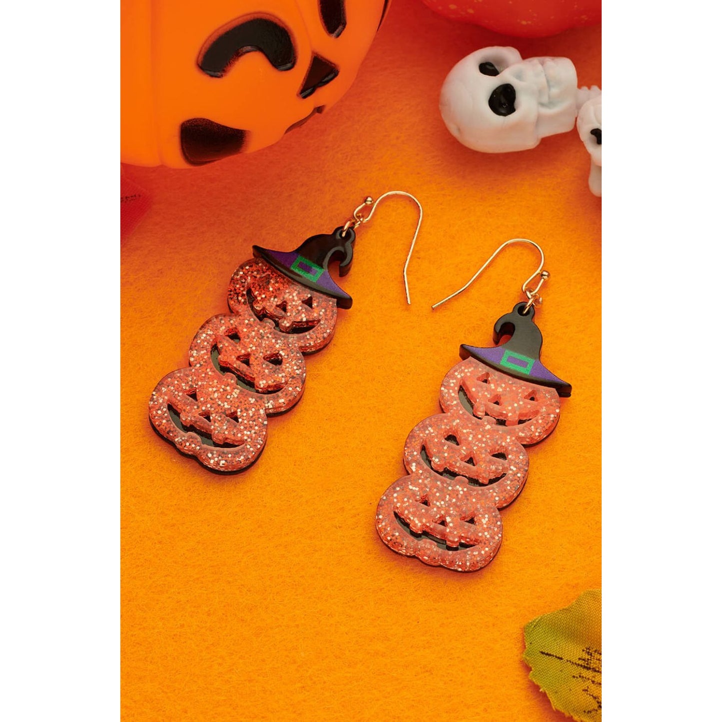 Halloween Jack-O-Lantern Dangle Earrings