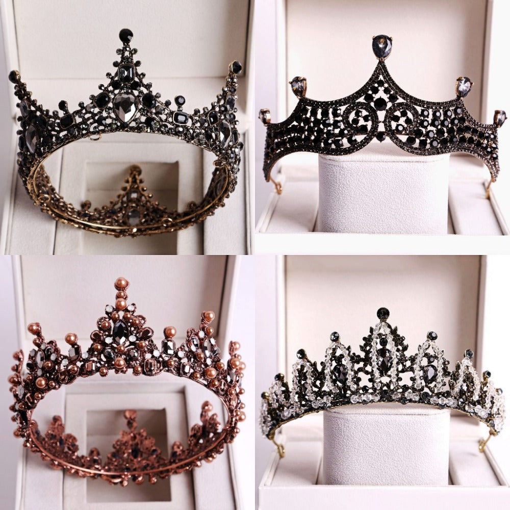 Vintage Baroque Black Zircon Tiara