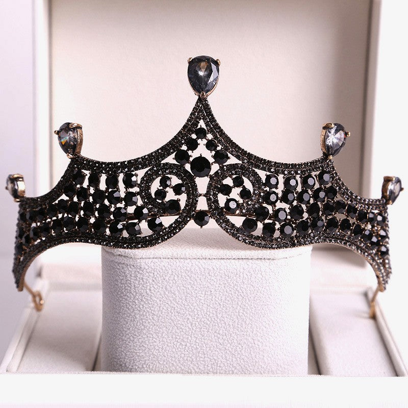 Vintage Baroque Black Zircon Tiara