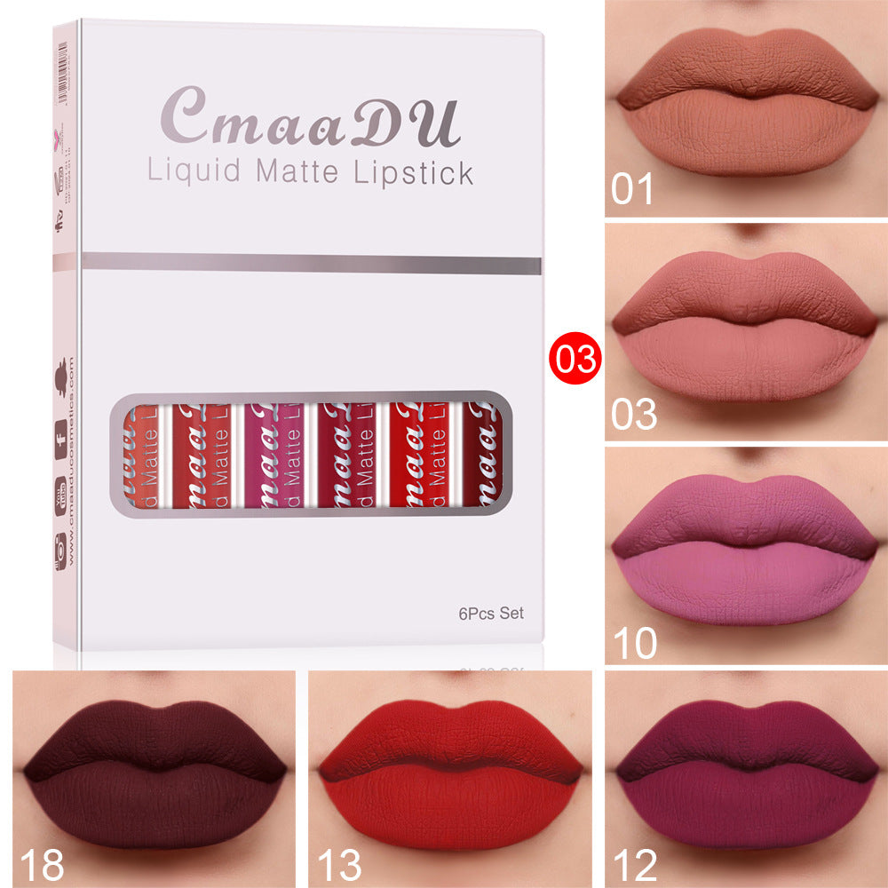 6 Boxes Of Matte Non-stick Waterproof Lipstick