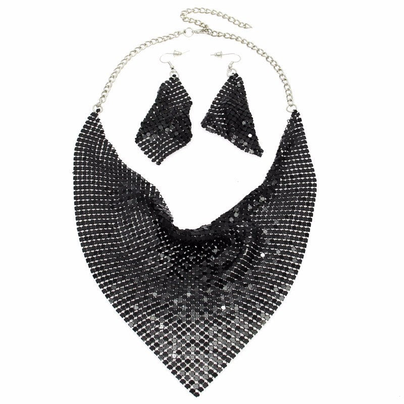 Metal Plate Necklace and Earrings