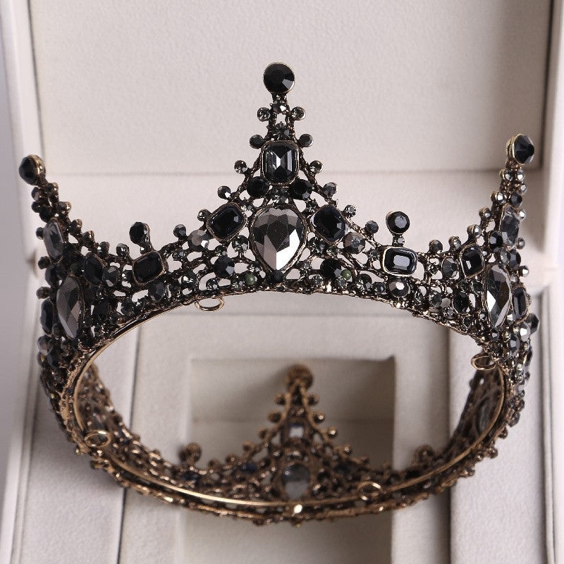 Vintage Baroque Black Zircon Tiara