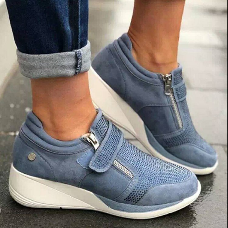 Canvas Shoes Lovely Round Head Thick Bottom Rhinestone Velcro Mary Jane Women's Style