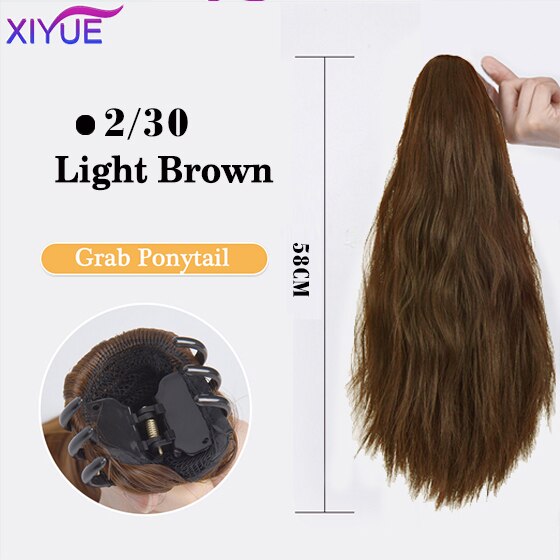 Long Wavy Straight Claw Clip On Ponytail Hair Extension Synthetic
