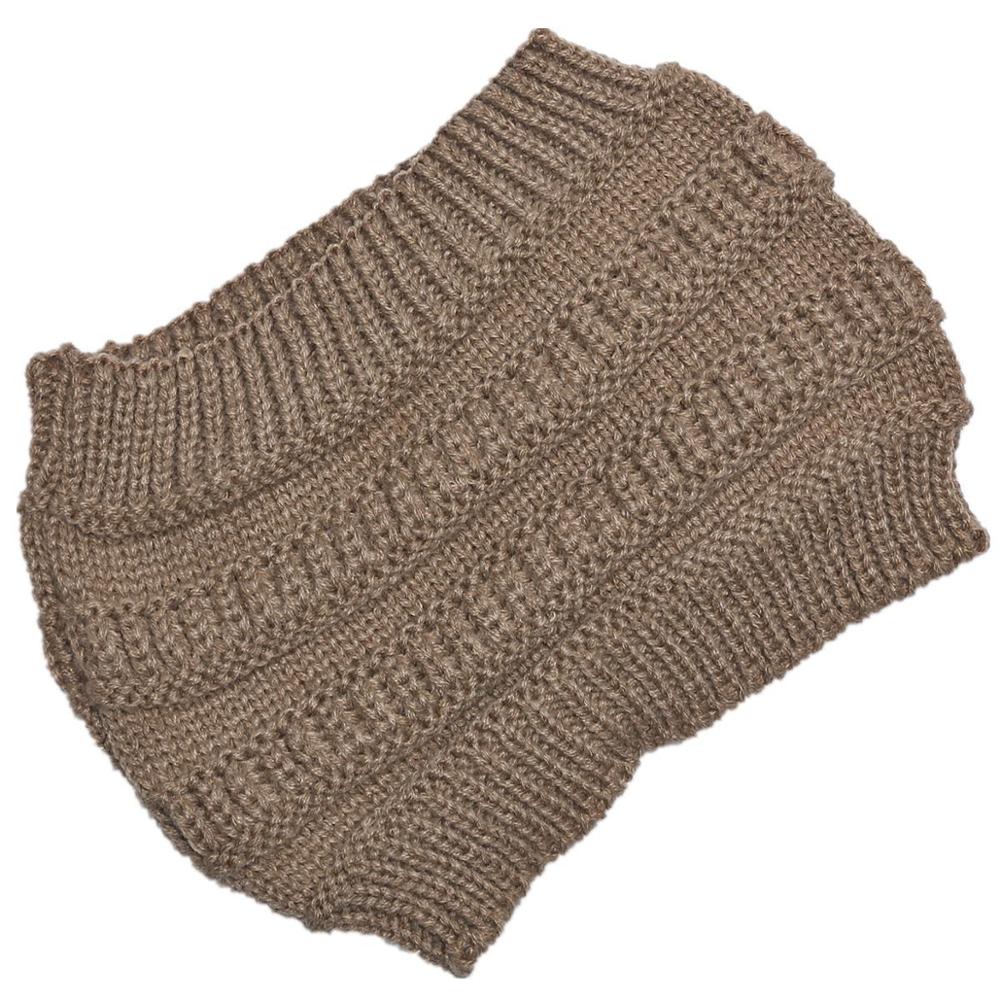 New Women Autumn Winter Ponytail Beanie Hat Solid Color Lady Stretch Knitted Crochet Beanies Hat Cap For Women