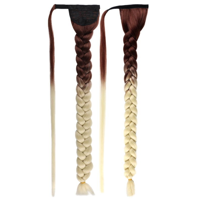 36inch Super Long Wrap Around Jumbo Pre Braided Ponytail Synthetic