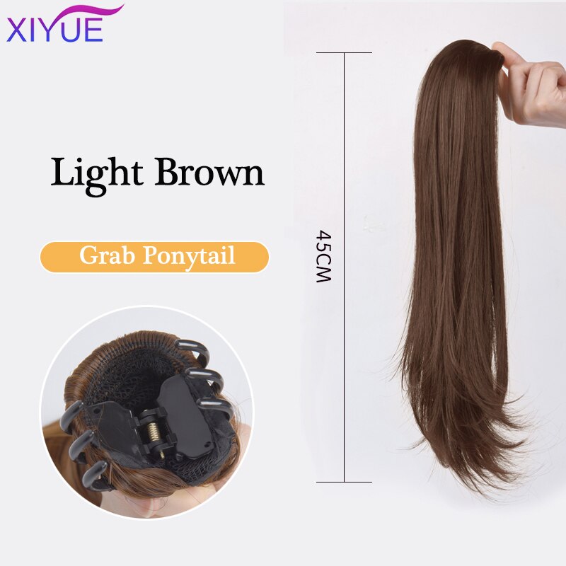 Long Wavy Straight Claw Clip On Ponytail Hair Extension Synthetic
