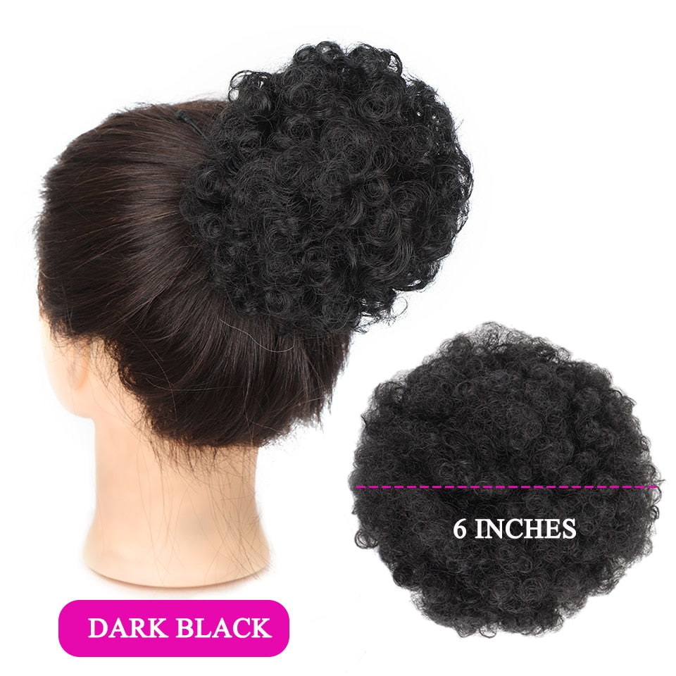 Synthetic Chignon Afro Puff Short Curly Hair Bun Drawstring Ponytail Hair