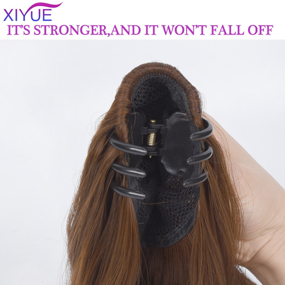 Long Wavy Straight Claw Clip On Ponytail Hair Extension Synthetic