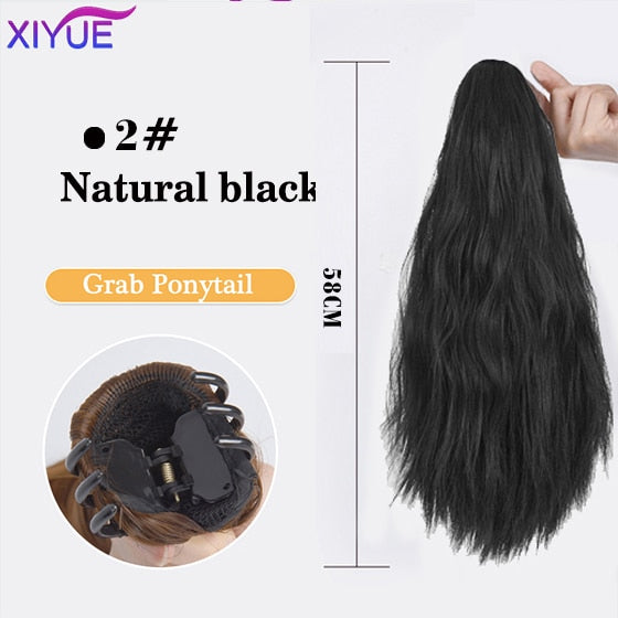 Long Wavy Straight Claw Clip On Ponytail Hair Extension Synthetic