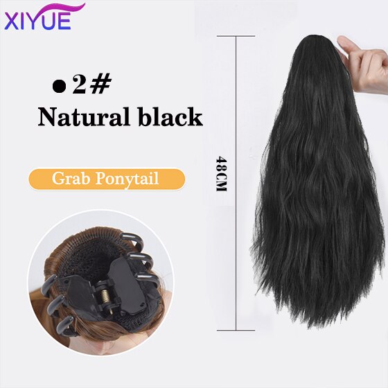 Long Wavy Straight Claw Clip On Ponytail Hair Extension Synthetic