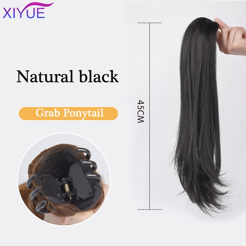 Long Wavy Straight Claw Clip On Ponytail Hair Extension Synthetic