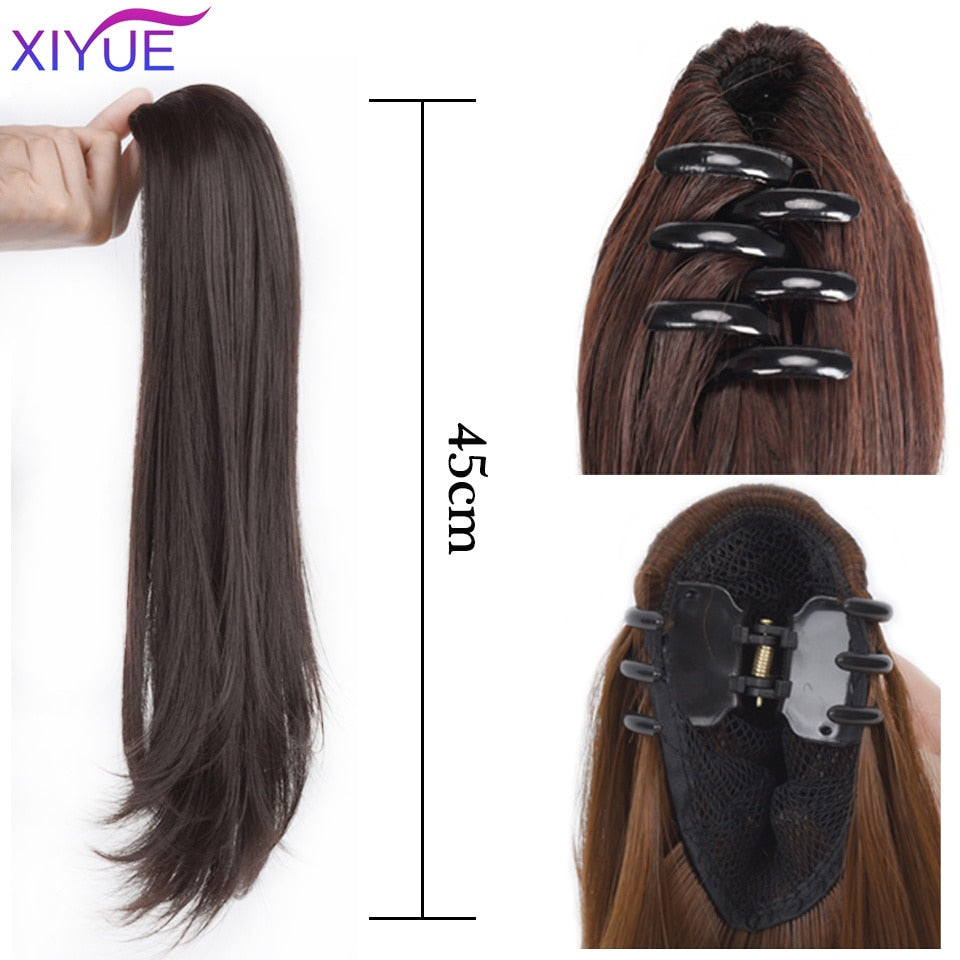 Long Wavy Straight Claw Clip On Ponytail Hair Extension Synthetic