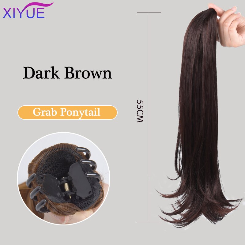 Long Wavy Straight Claw Clip On Ponytail Hair Extension Synthetic