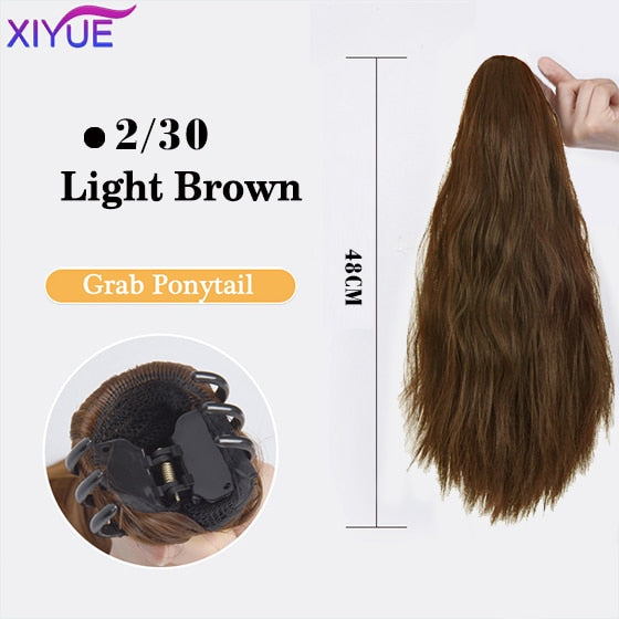 Long Wavy Straight Claw Clip On Ponytail Hair Extension Synthetic