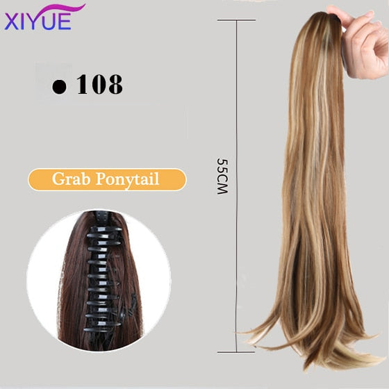 Long Wavy Straight Claw Clip On Ponytail Hair Extension Synthetic