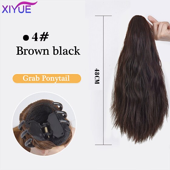 Long Wavy Straight Claw Clip On Ponytail Hair Extension Synthetic