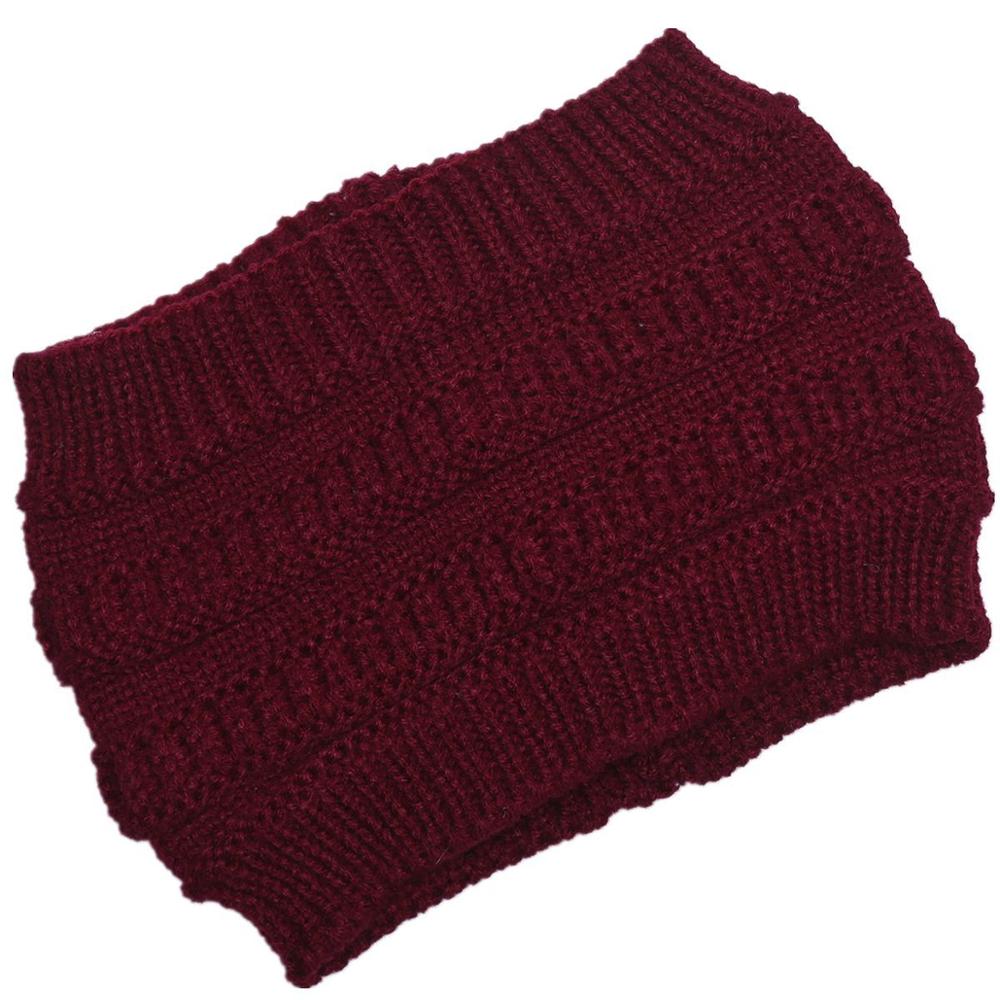 New Women Autumn Winter Ponytail Beanie Hat Solid Color Lady Stretch Knitted Crochet Beanies Hat Cap For Women