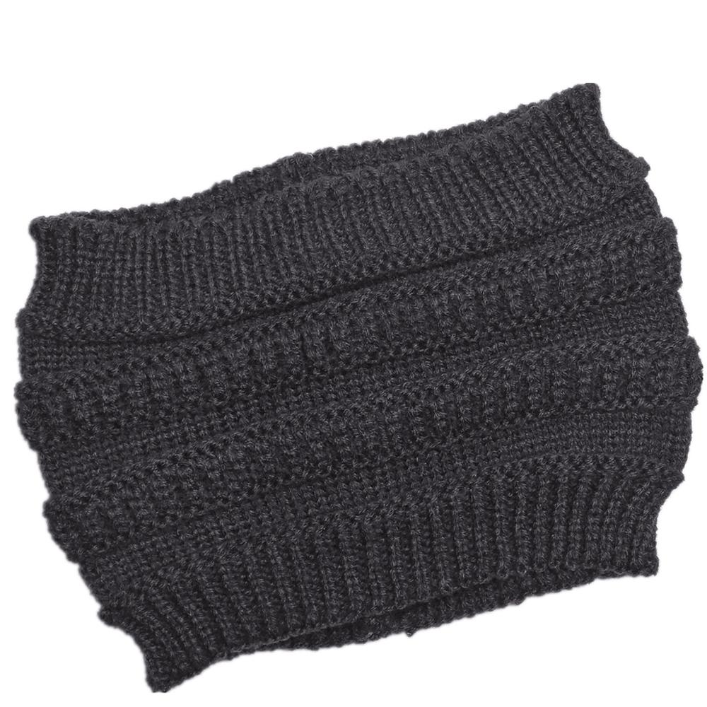 New Women Autumn Winter Ponytail Beanie Hat Solid Color Lady Stretch Knitted Crochet Beanies Hat Cap For Women