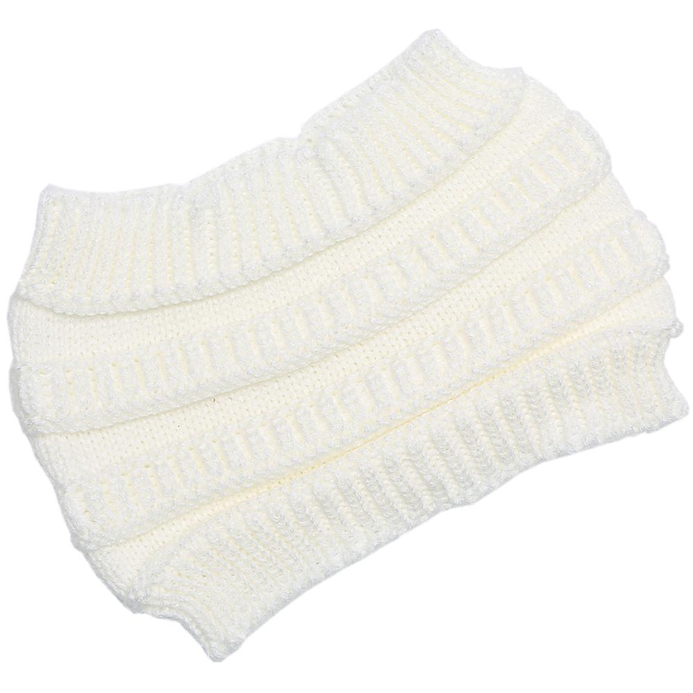 New Women Autumn Winter Ponytail Beanie Hat Solid Color Lady Stretch Knitted Crochet Beanies Hat Cap For Women