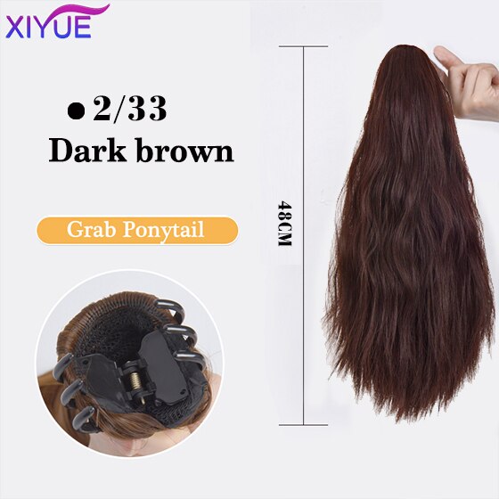 Long Wavy Straight Claw Clip On Ponytail Hair Extension Synthetic
